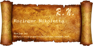 Rozinger Nikoletta névjegykártya
